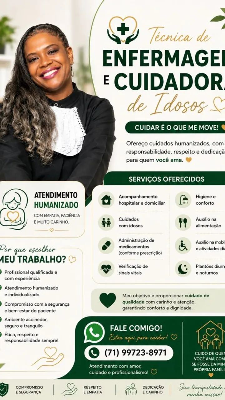 Técnica de enfermagem e cuidadora de idosos 