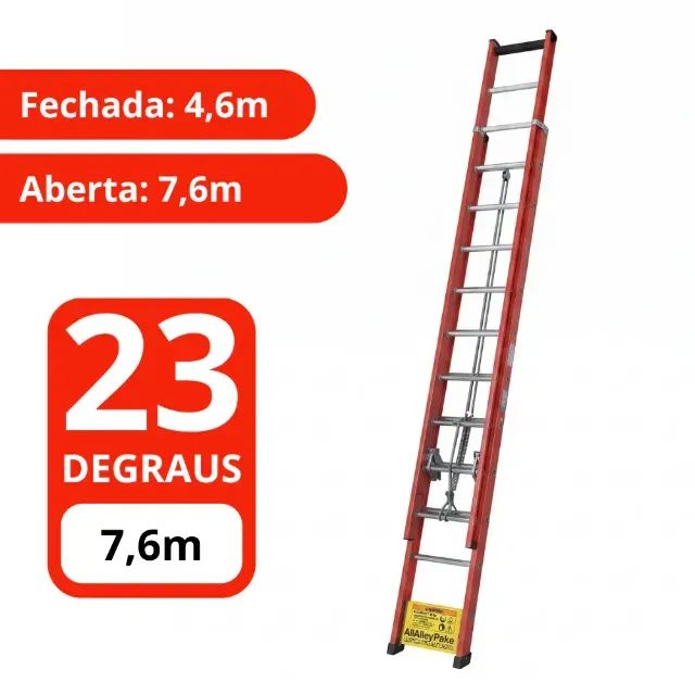 Escada Extensível Profissional Fibra de Vidro 4,25m a 7,25m 170kg Síntese - Foto 6