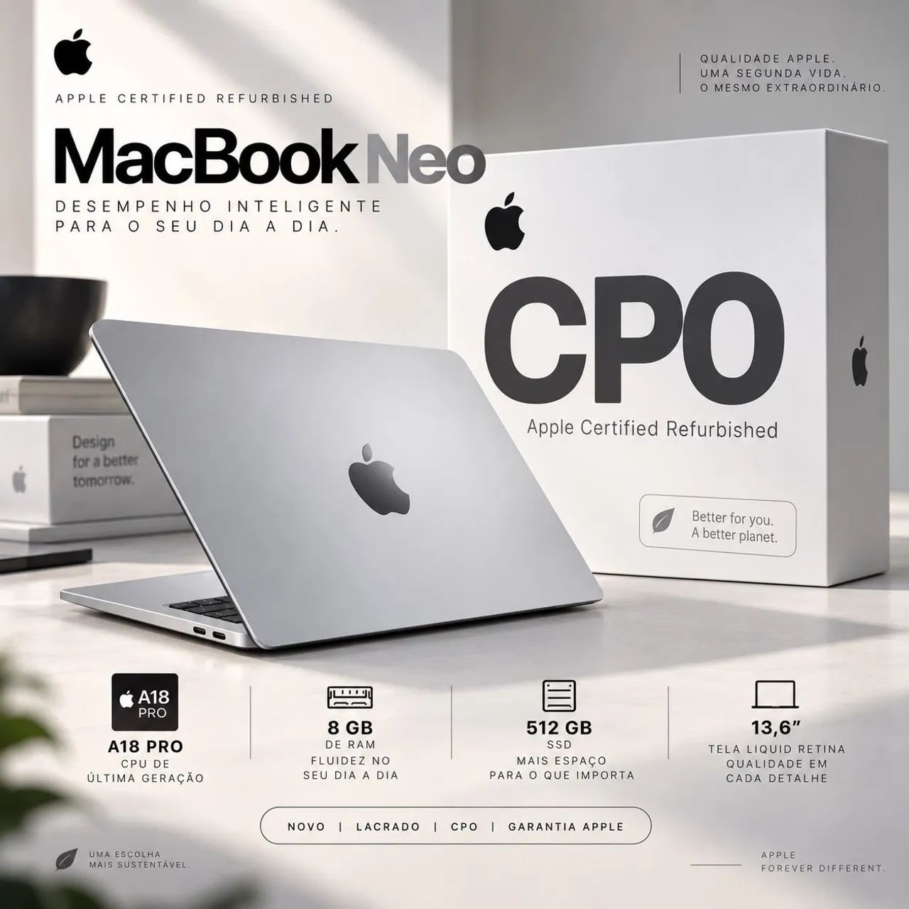 MacBook Neo 512GB CPO (2026) - 1 ano de garantia apple - Notebooks