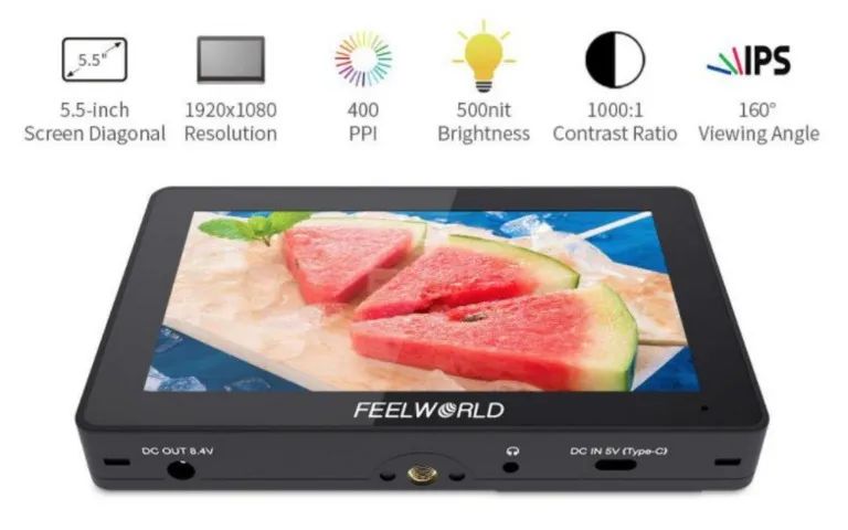 Monitor Referência Feelworld F5 Pro v2 5.5 Touchscreen 4k Hdmi