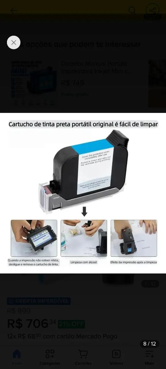 Impressora de tinta portatil