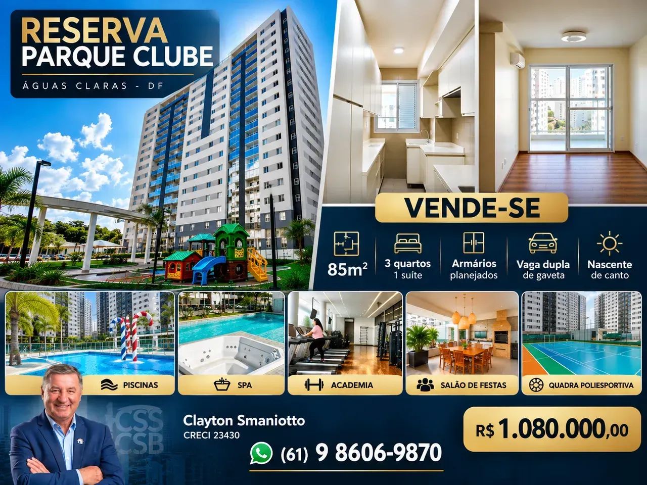 RESERVA PARQUE CLUBE - 3/4 - 1 SUÍTE - 85m²