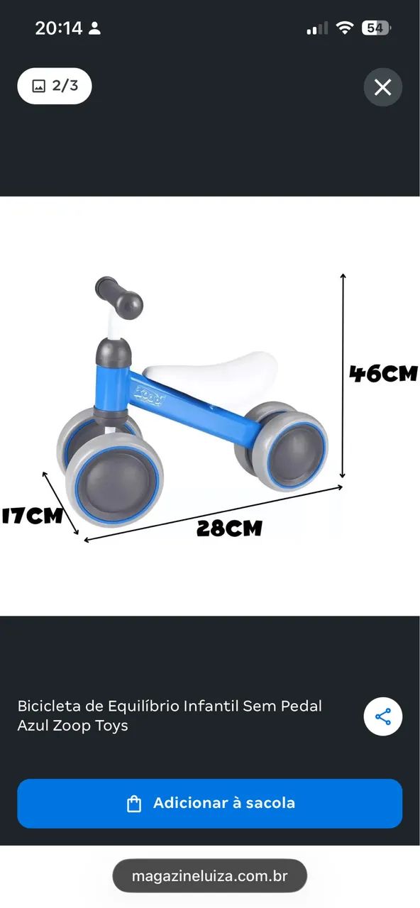 Bicicleta de equilíbrio 