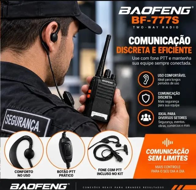 Walk Talk Baofeng Kit c/2 Raio comunicador original  - Foto 3