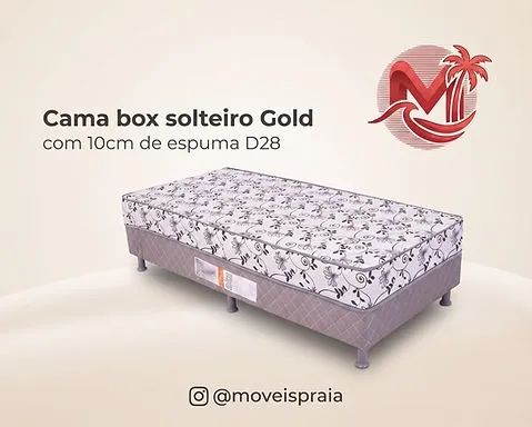 Cama Box Solteiro Gold com 10cm de espuma D28 - Bonaflex