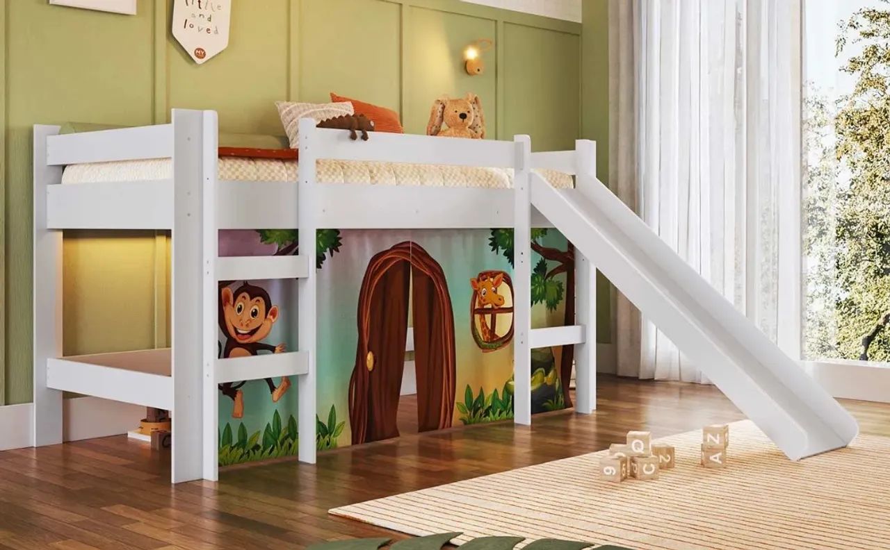 Cama infantil com escorrega 