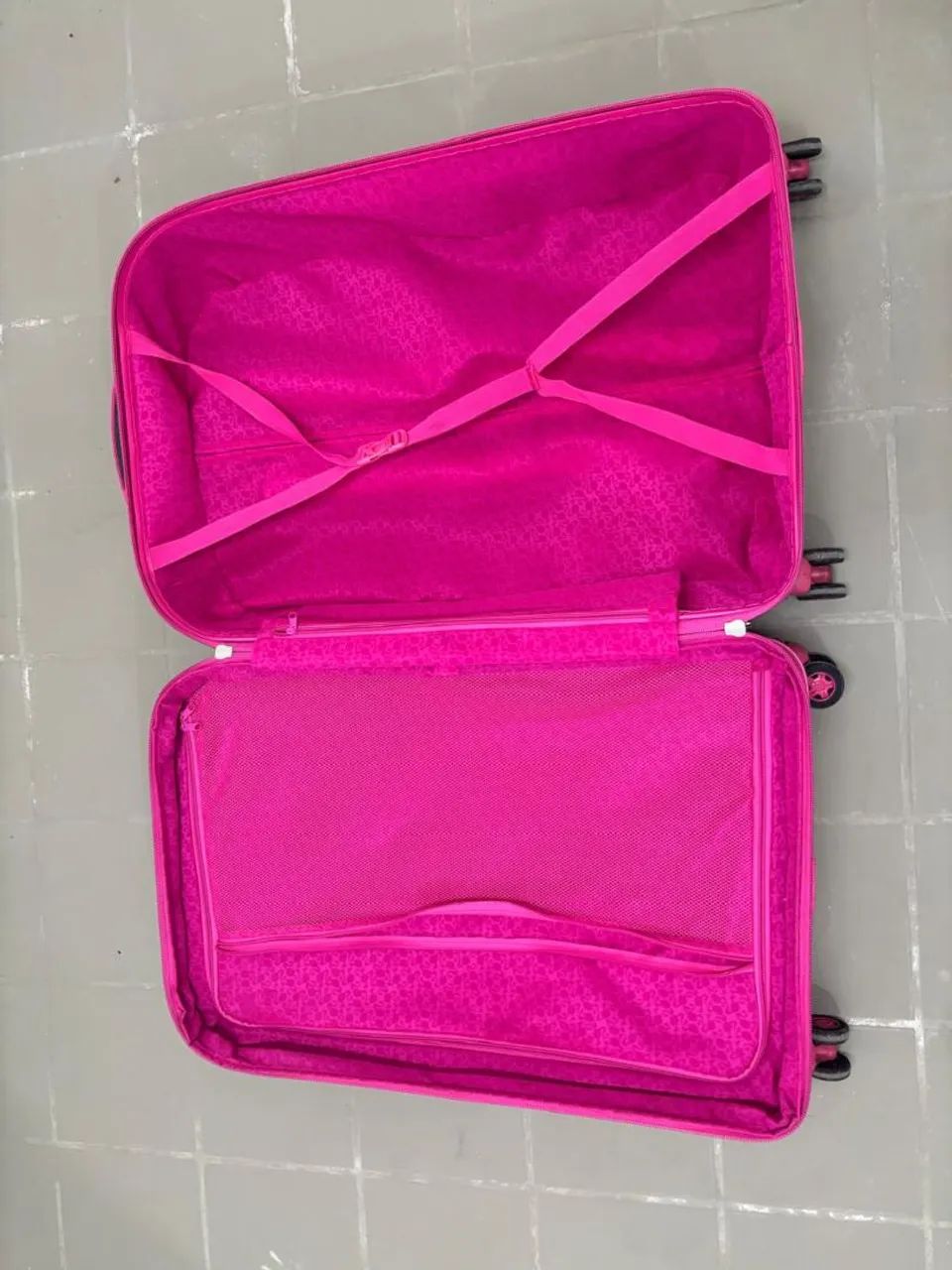 Mala de Viagem infantil 32kg - Rosa Barbie com rodinhas  - Foto 5