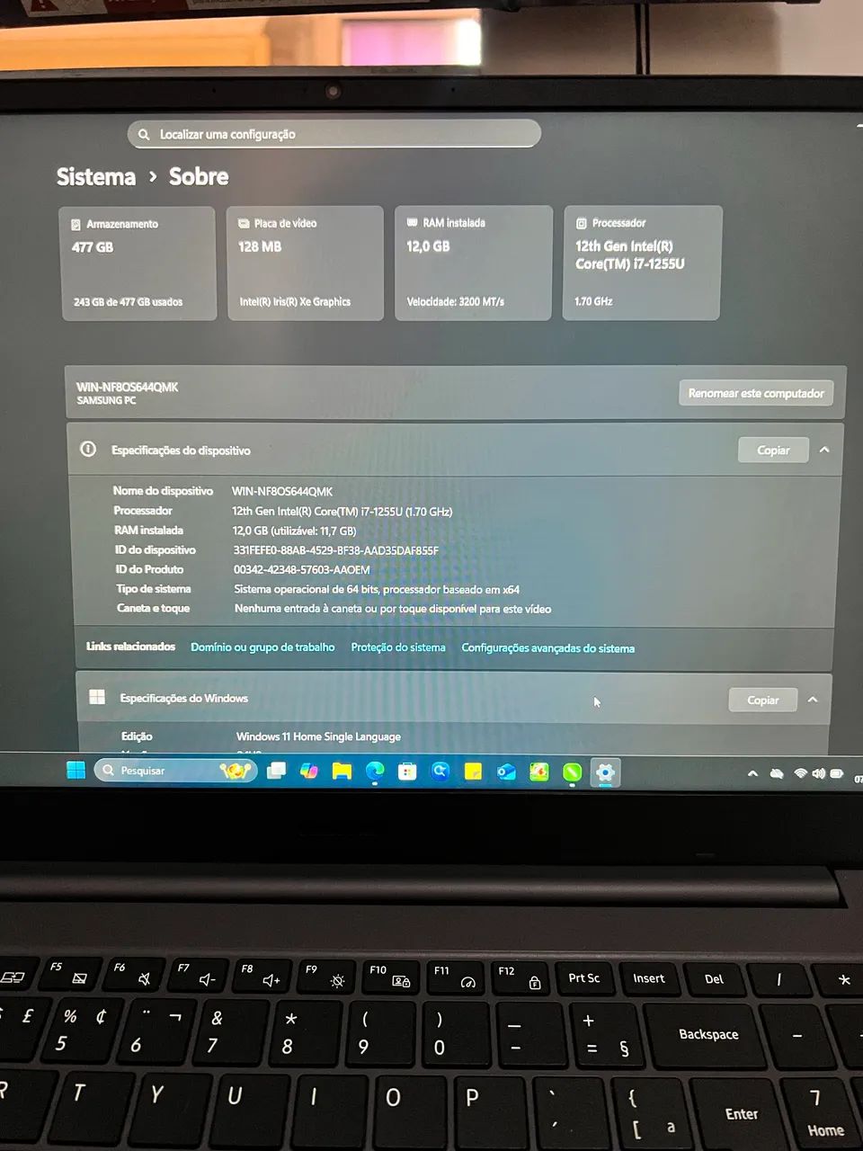 NOTEBOOK SANSUNG GALAXY BOOK 2 CORE I7