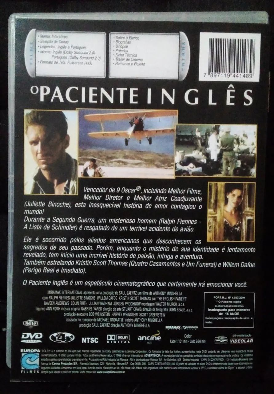 O Paciente Inglês 1997 DVD double-sided nacional novíssimo! - Foto 2