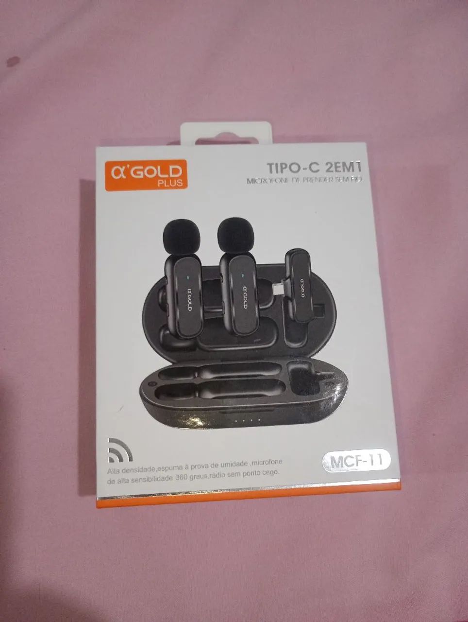 Microfone de lapela sem fio tipo C 2 em 1
