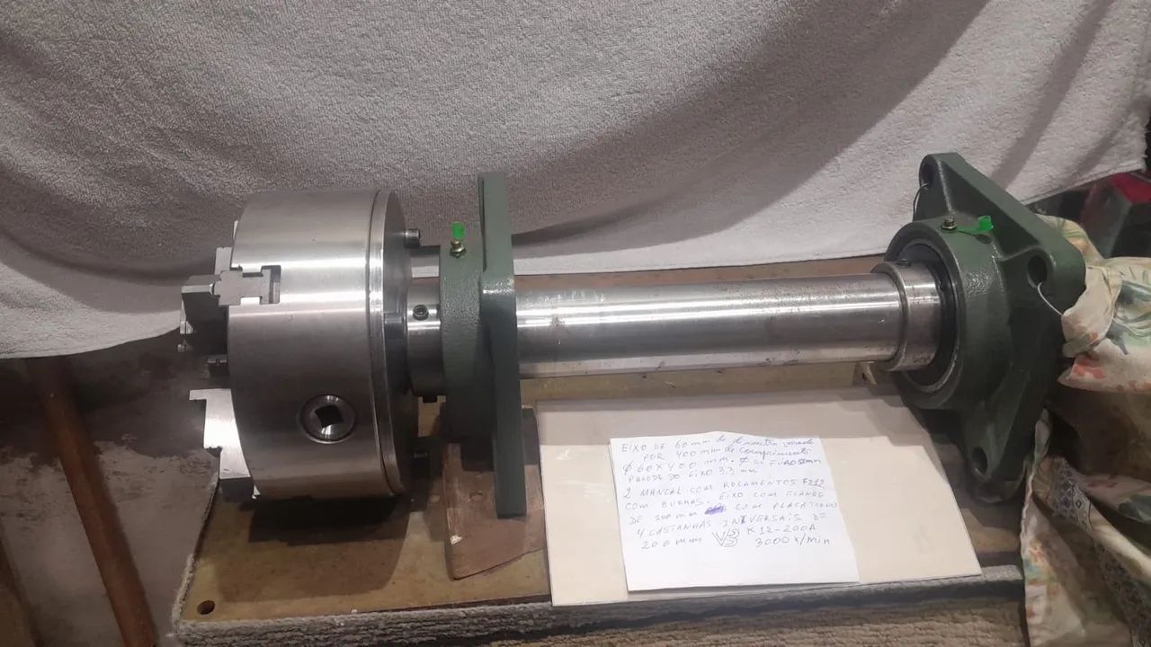 Placa de torno 200ml com eixo e 2 mancal - Foto 2
