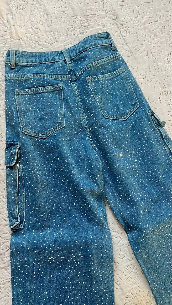 Calça cargo com strass/brilho  - Foto 2