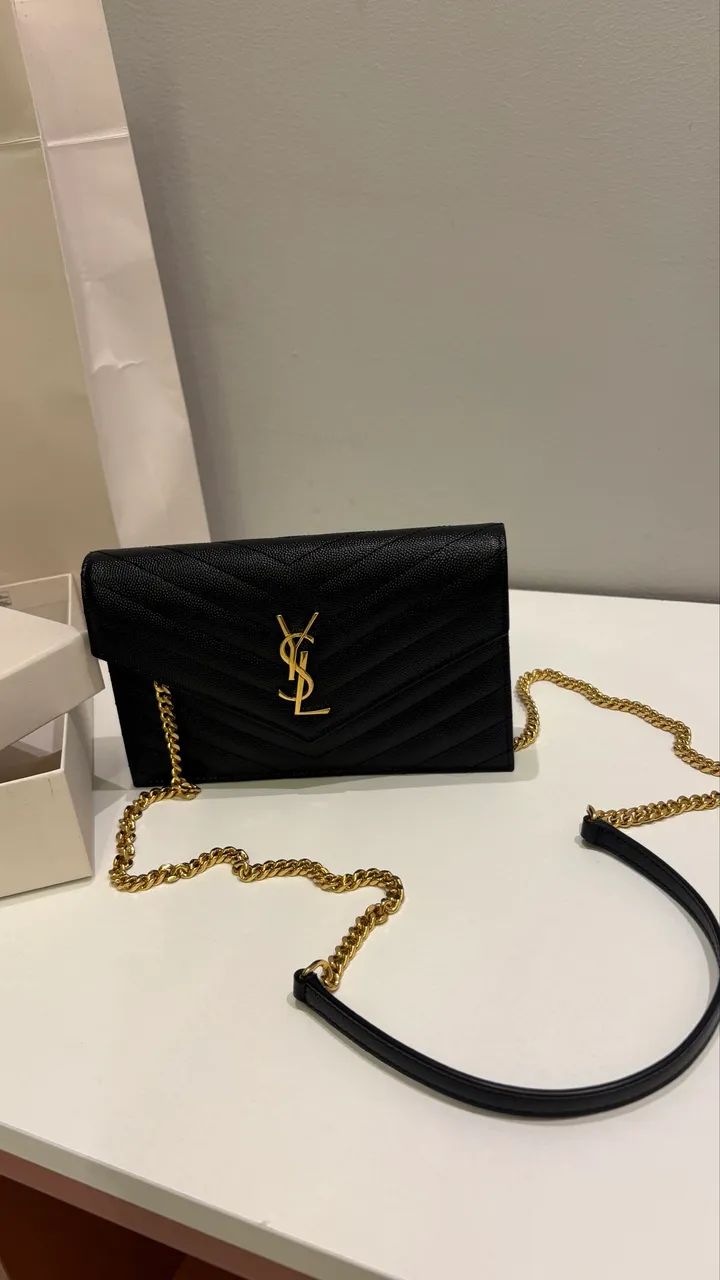 Saint Laurent YSL Clutch Cassandre com Logo Original - NOVA - NF + Caixa - Foto 2