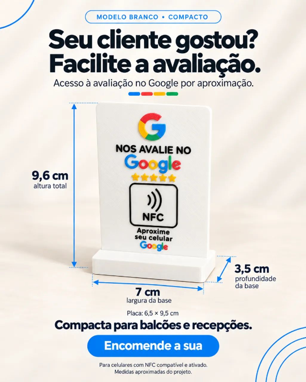 Placa NFC para Avaliações no Google - Modelos de Balcão em 3D - Foto 2