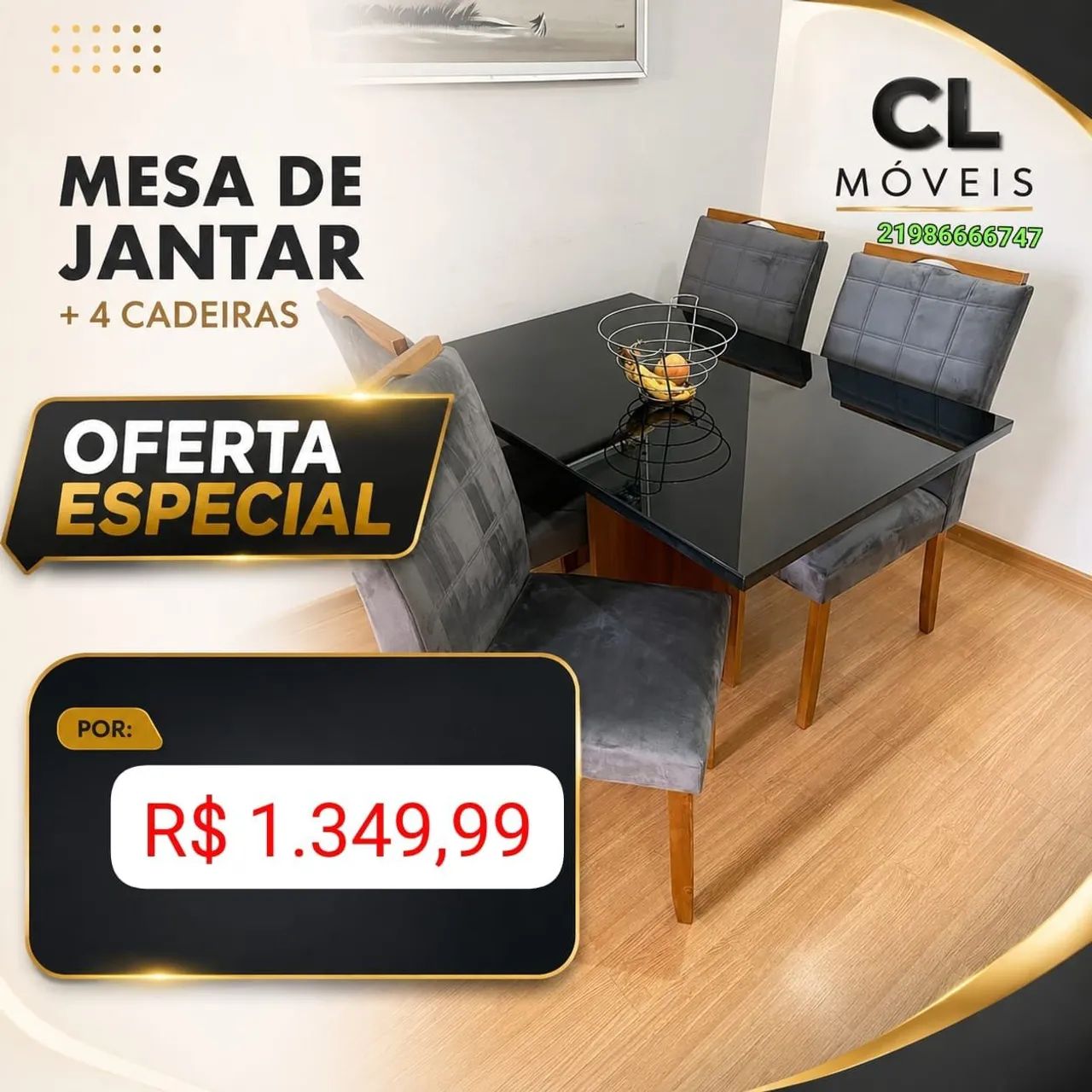 Mesa 120x80 com 4 cadeiras  - Foto 3