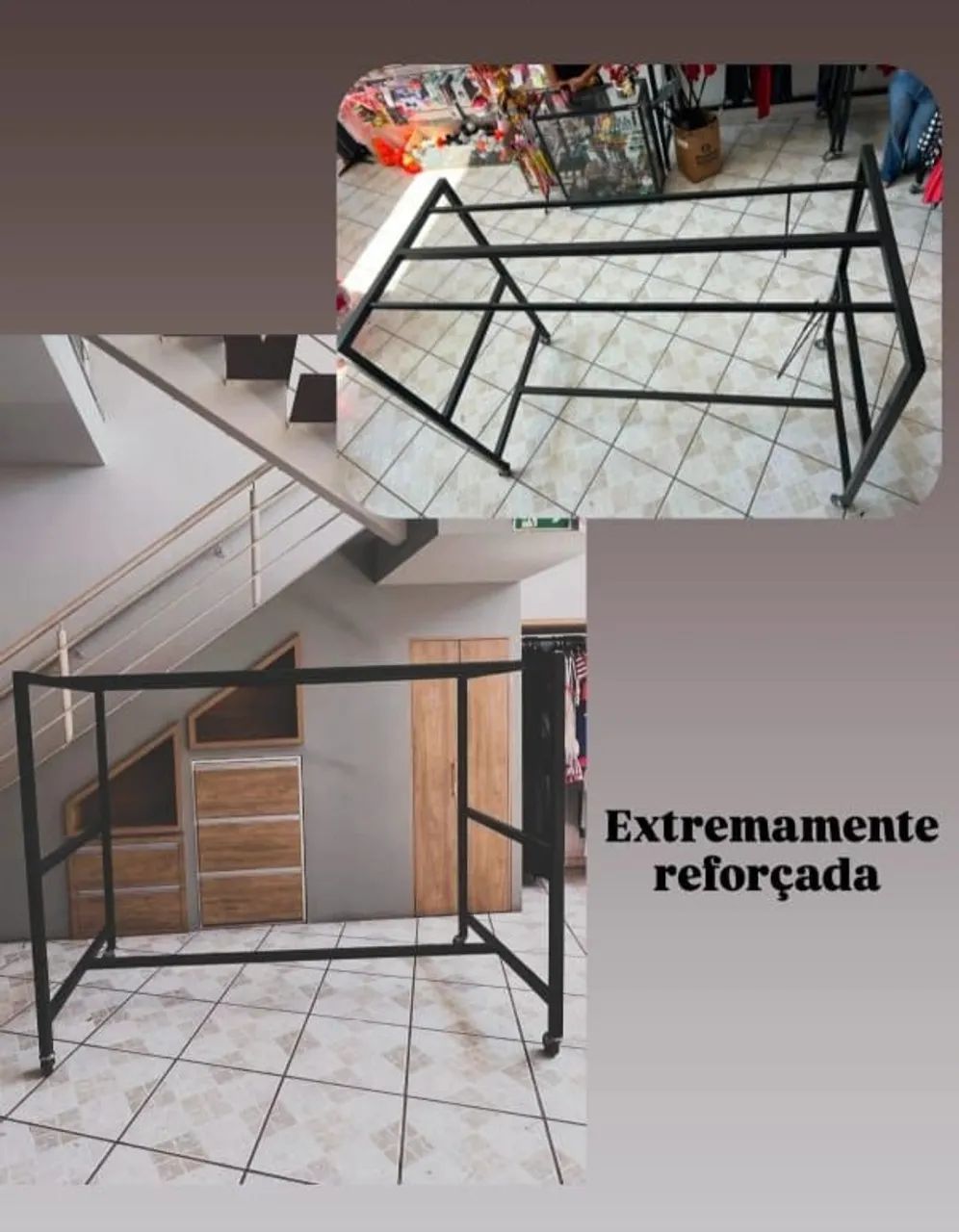 Cabideiro / Arara Industrial em Aço Reforçado com Rodinhas - 2m - Foto 2