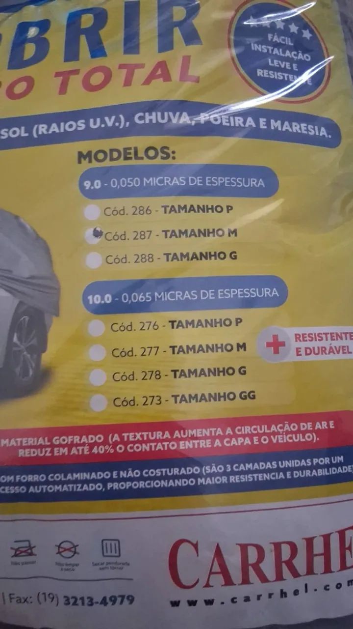 Capa para Cobrir Carro Forro Total Carrhel - Tamanho M - Nova - Foto 2