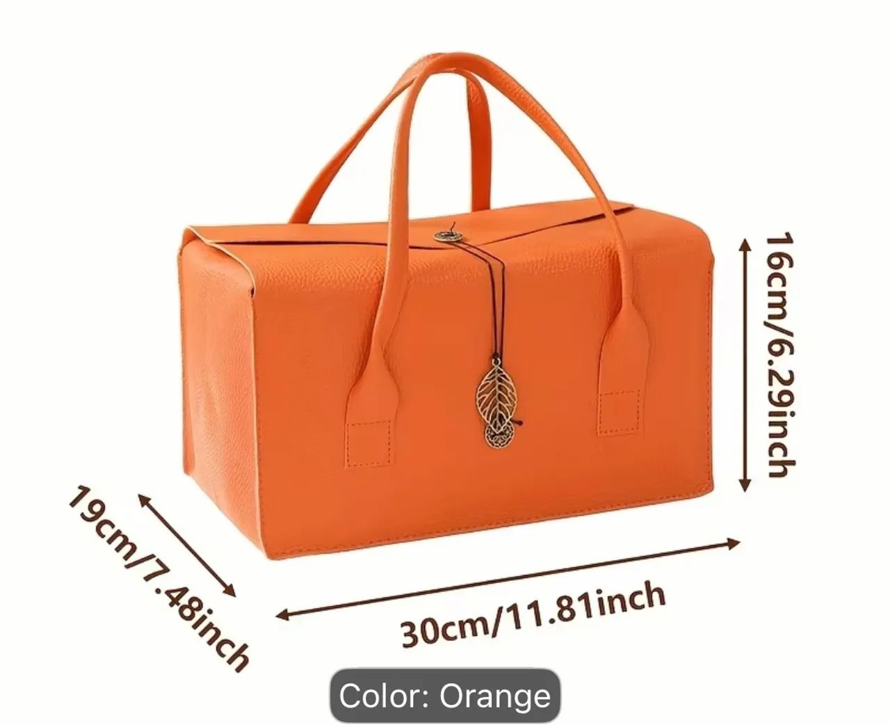 Bolsa couro laranja estilo hermes  - Foto 2