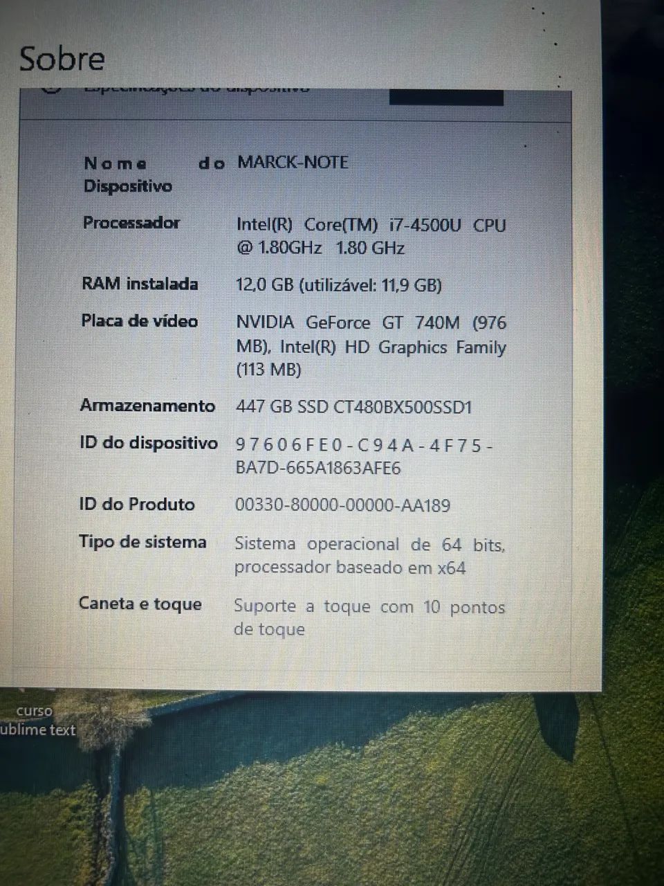 Notebook com touch