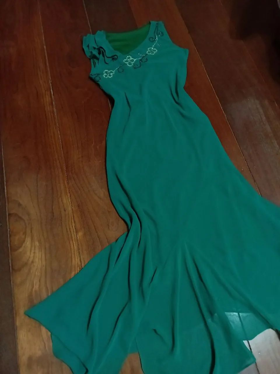 Vestido vintage bordado verde - Foto 2