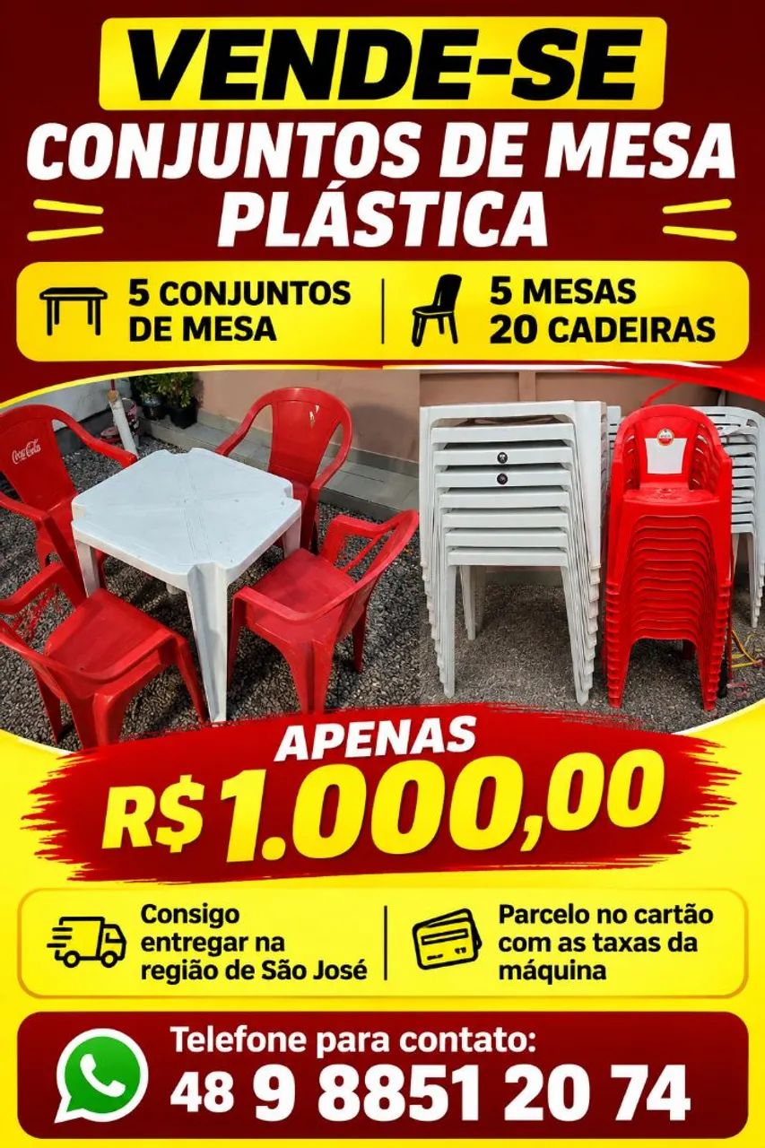 Cadeiras e mesas a venda 