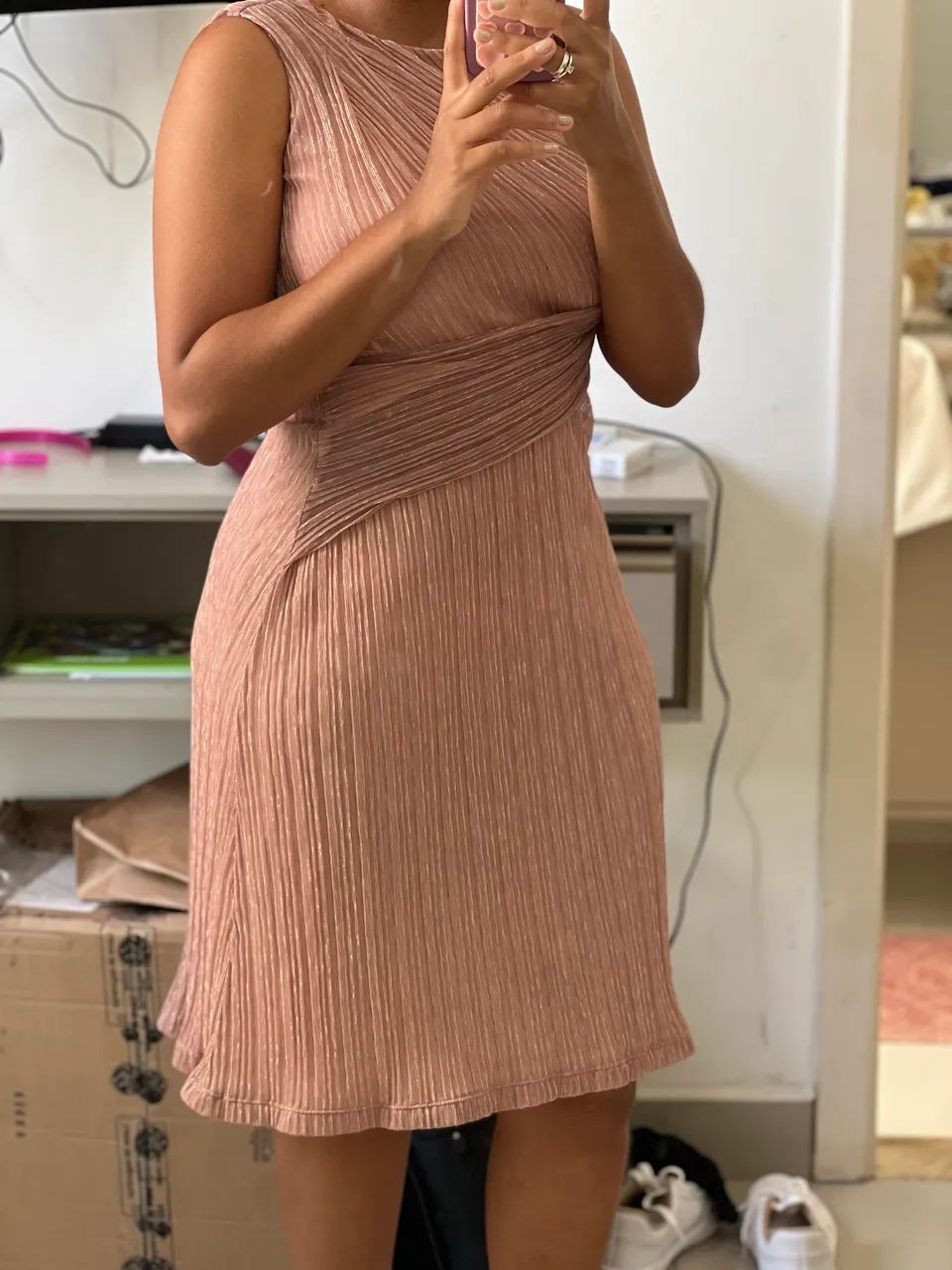 Vestido rosa plissado - Foto 2