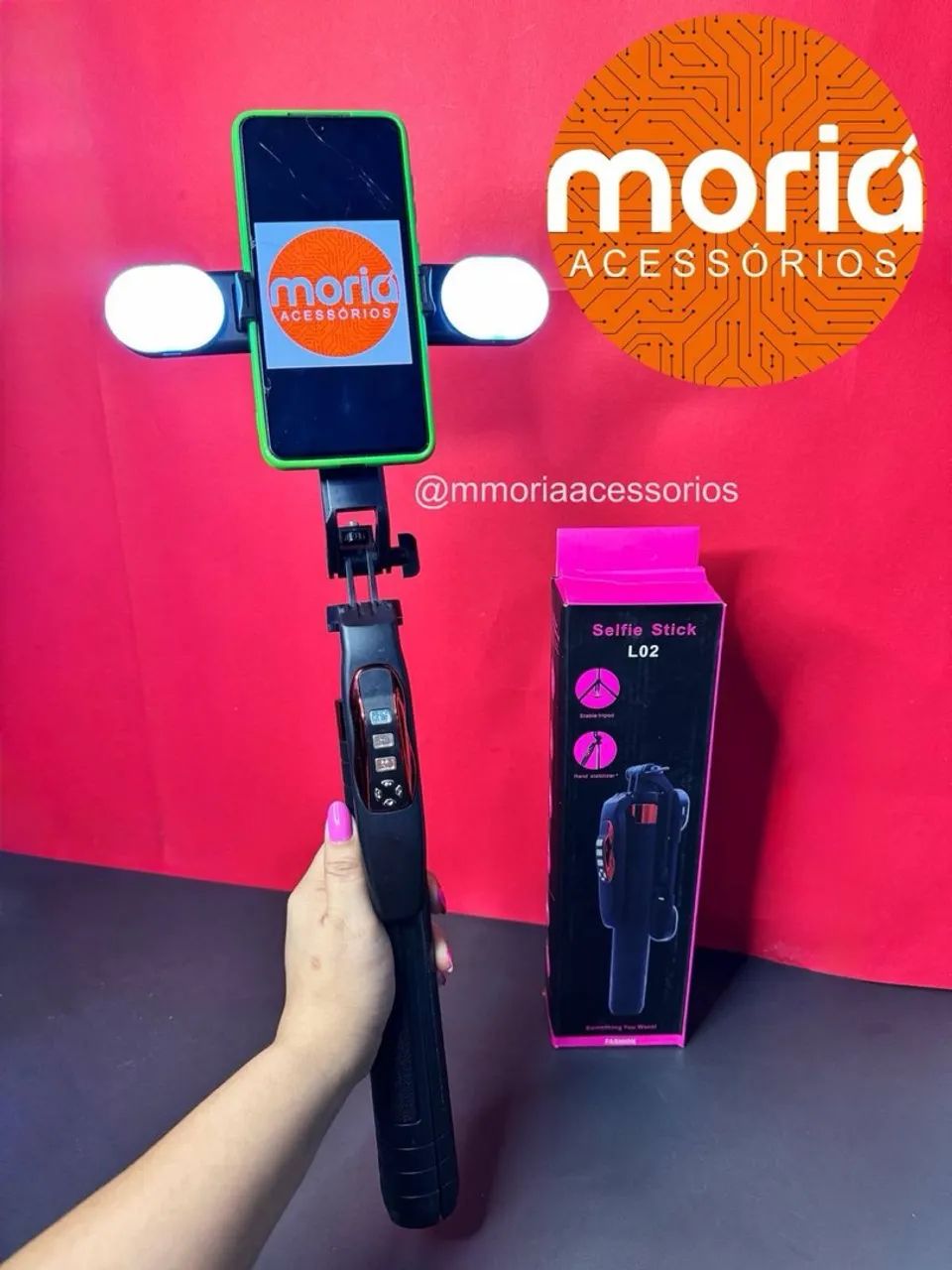 Tripé Bastão de Selfie Profissional 1.80m com Duplo LED Bluetooth L02 - Foto 3