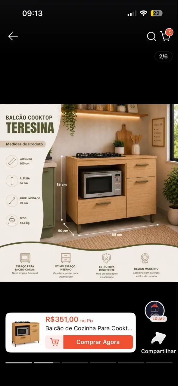 Vendo balcão p/ cooktop 5 bocas  - Foto 4