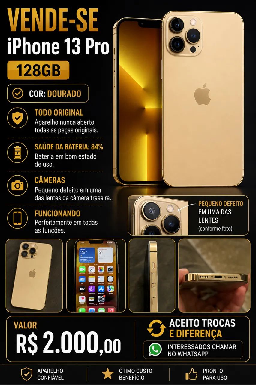 iPhone 13 Pro 128gb Dourado 