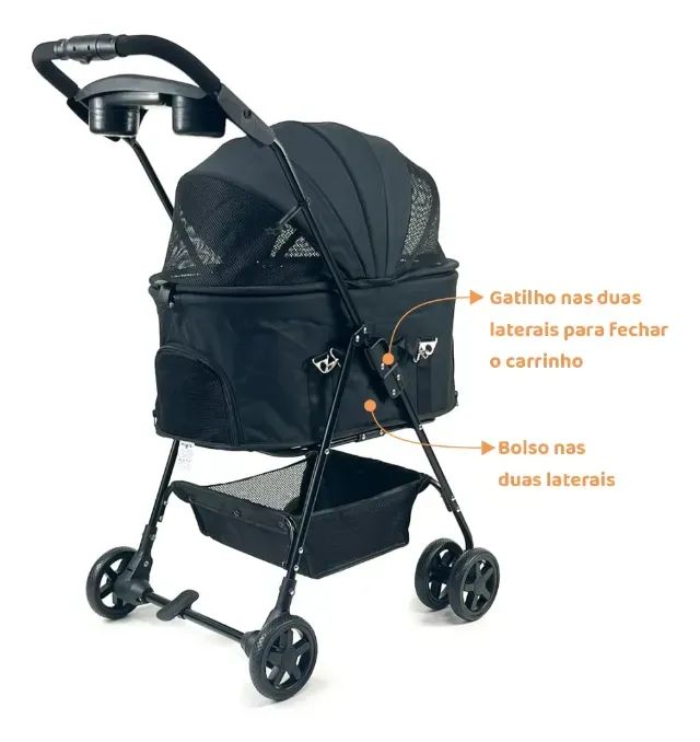 Carrinho de Passeio para Cachorro/Cão/Gato Berço Removível Até 20kg - Foto 6