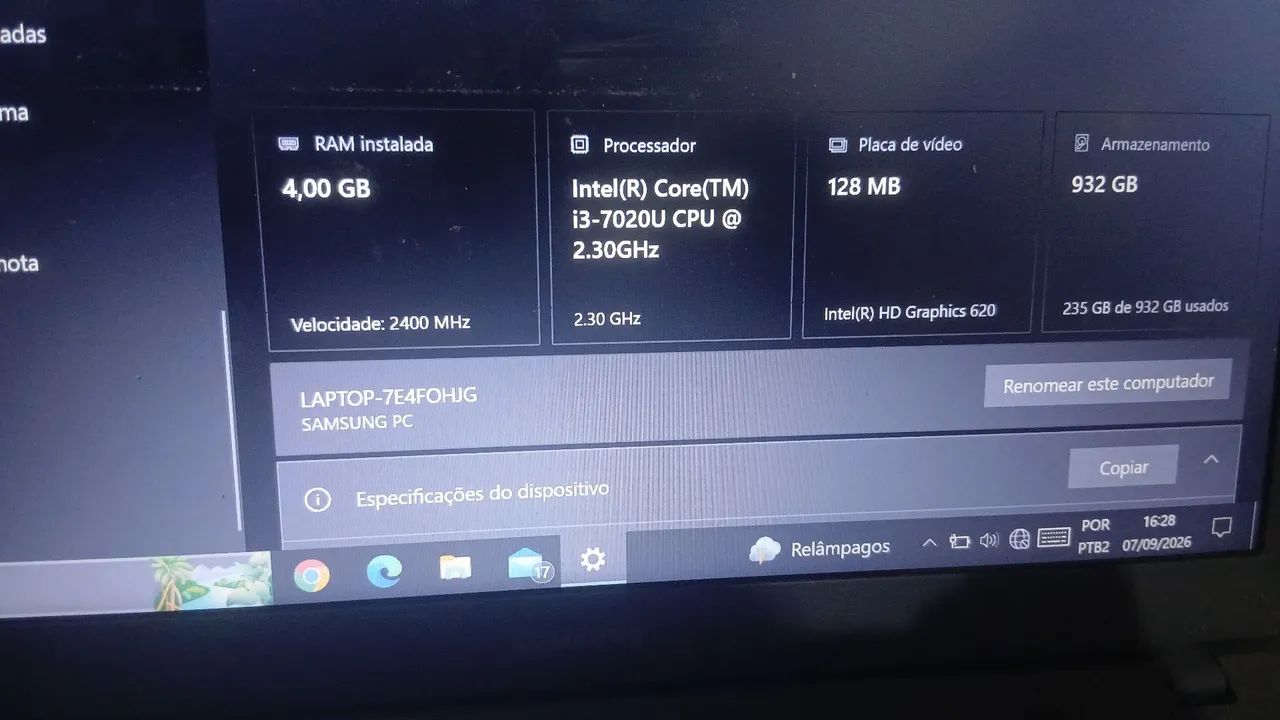 Vende-se notebook Samsung 