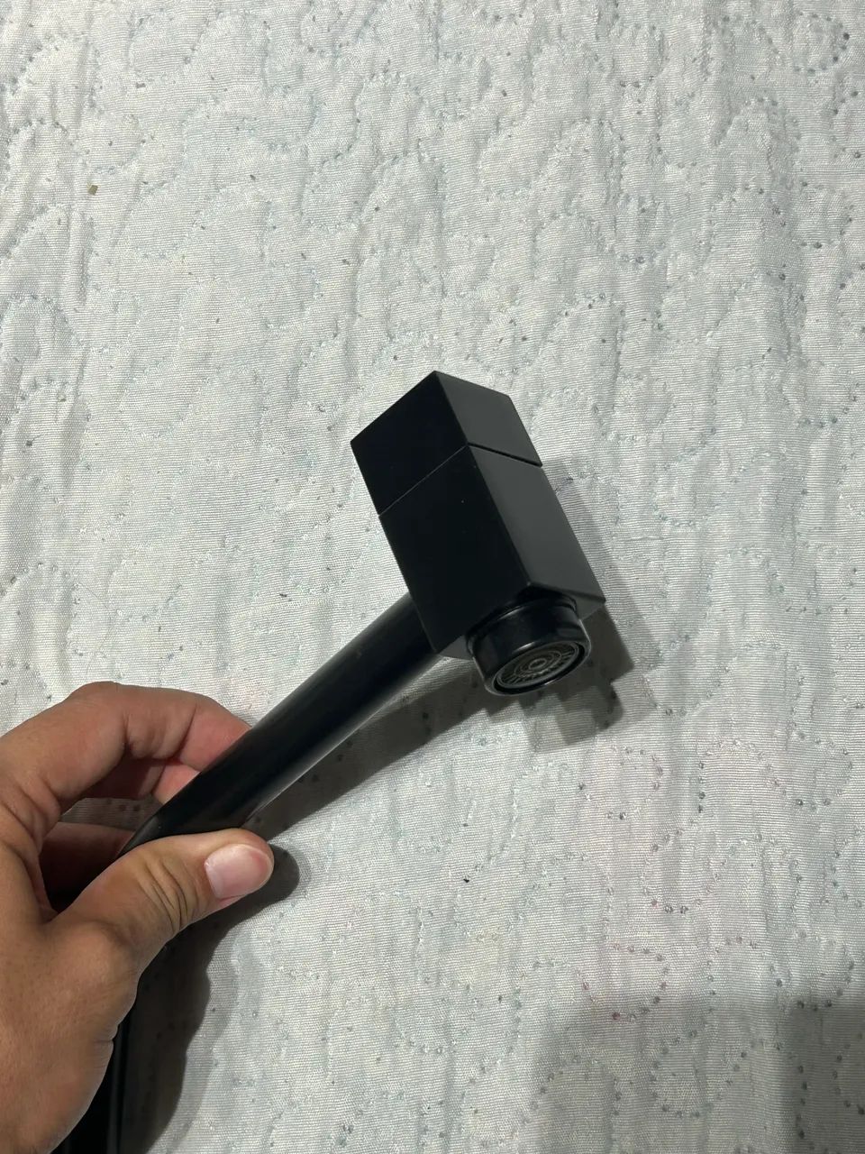 High-Mount Black Square Bathroom Faucet 1/4