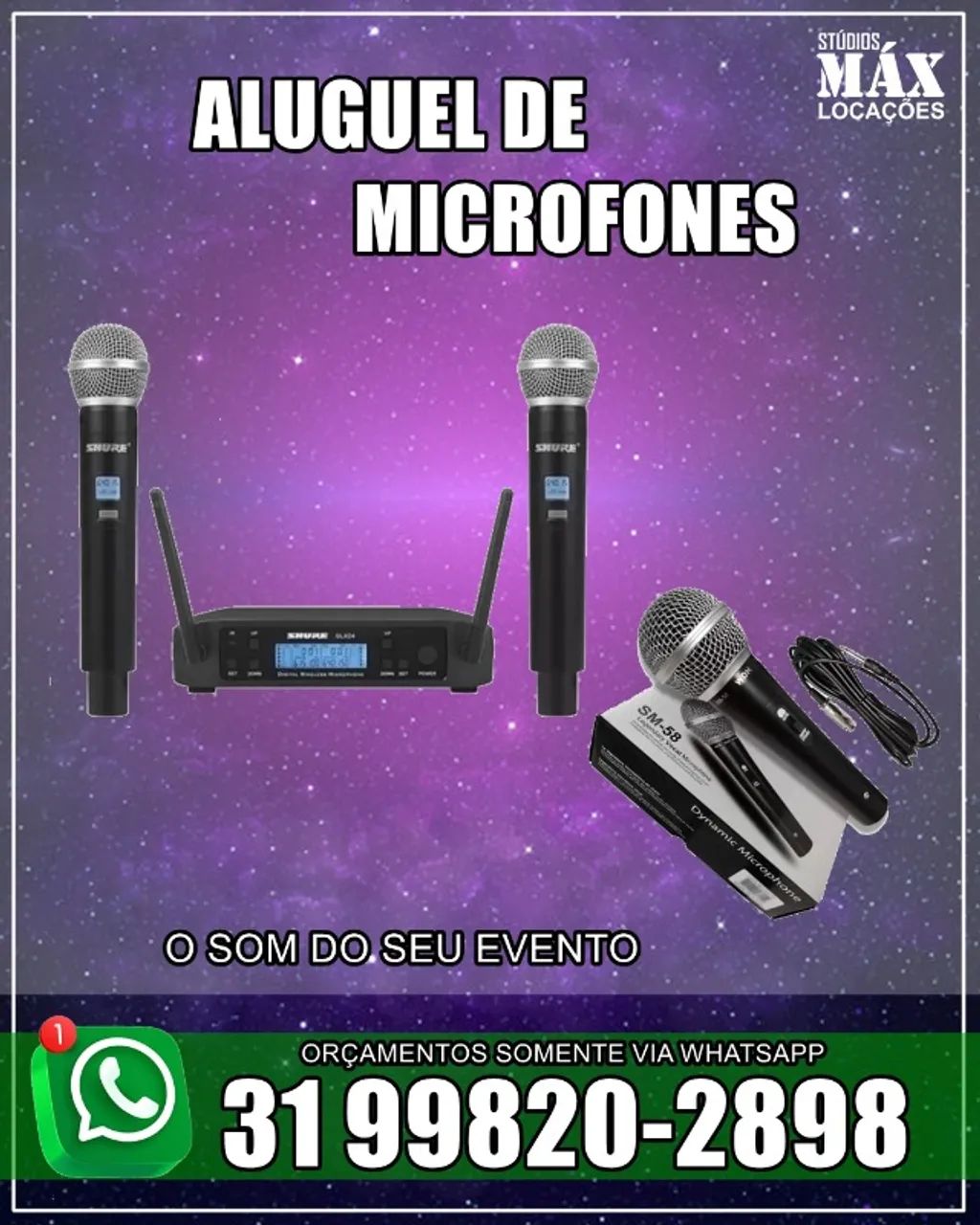  Aluguel de microfones sem fio profissionais para eventos em geral