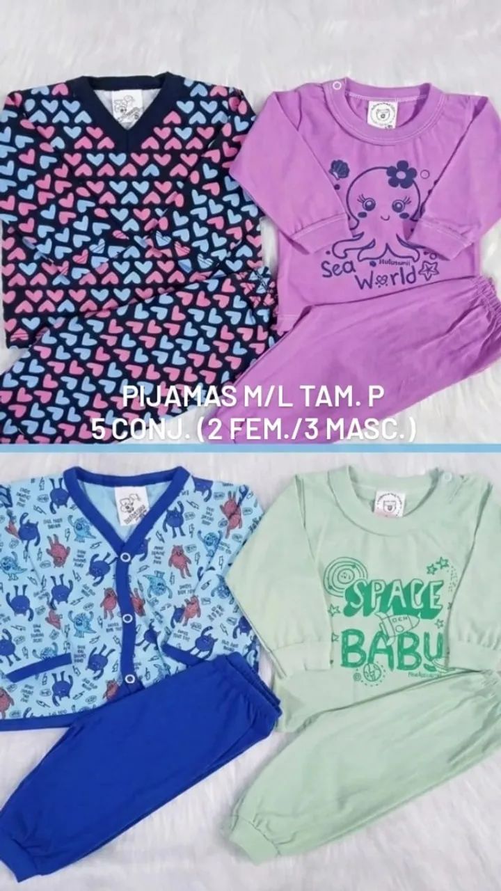 LOTE DE PIJAMAS DE BEBÊ - 36 CONJUNTOS POR APENAS R$ 18,00 CADA!