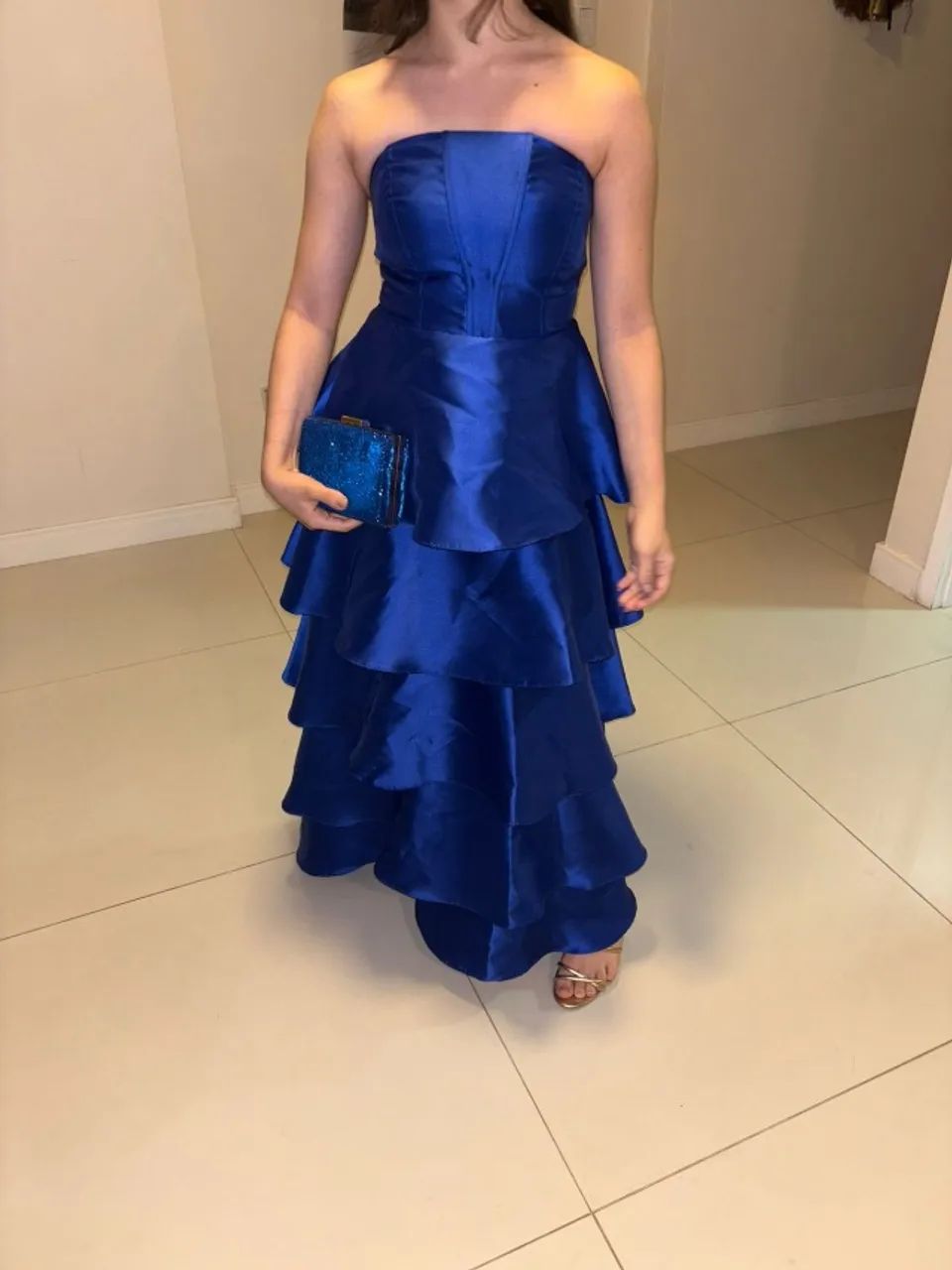 Vestido longo de festa azul royal