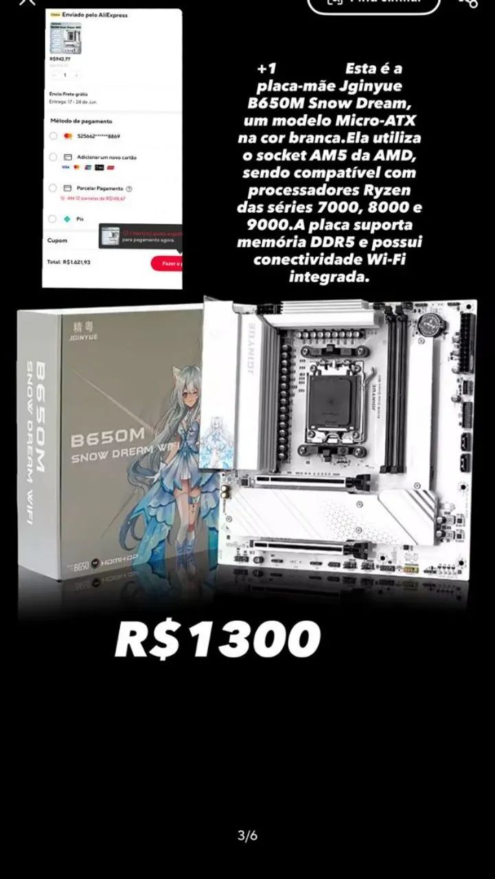 placa-mãe Jginyue B650M Snow