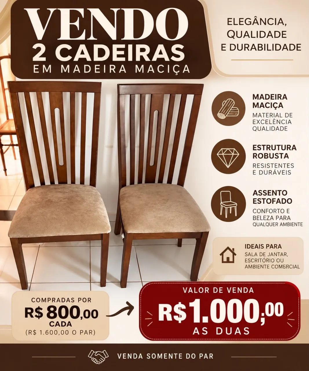 Cadeira de madeira maciça 