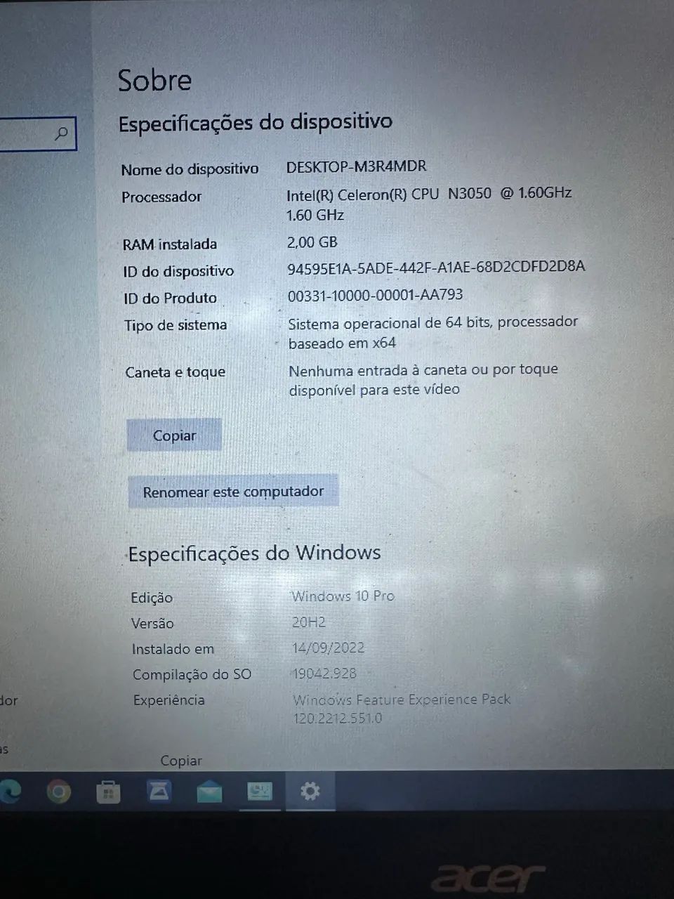 Vendo um notebook ACER quebra galho 