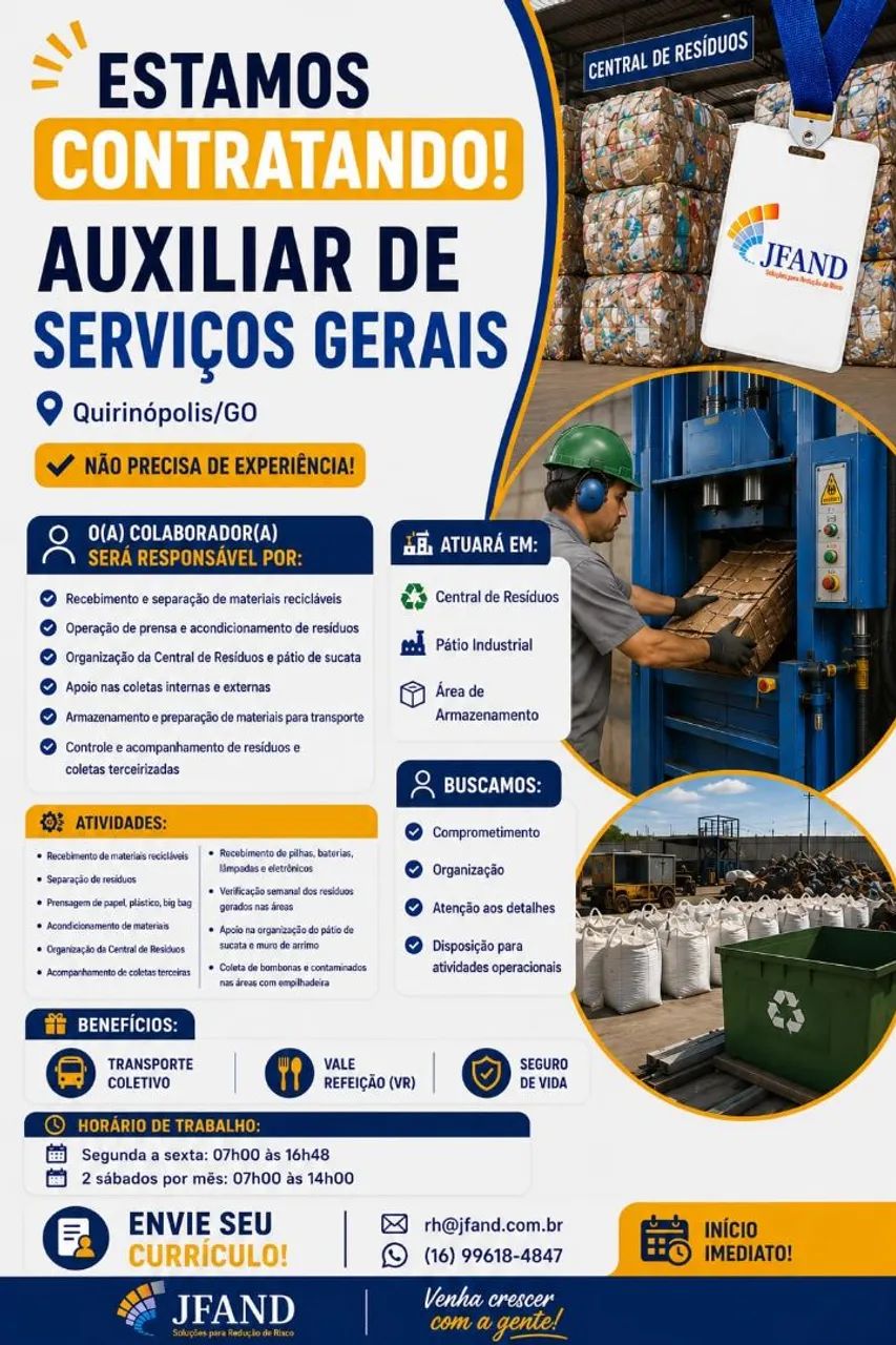Vaga Aberta - Aux. Serviços Gerais 