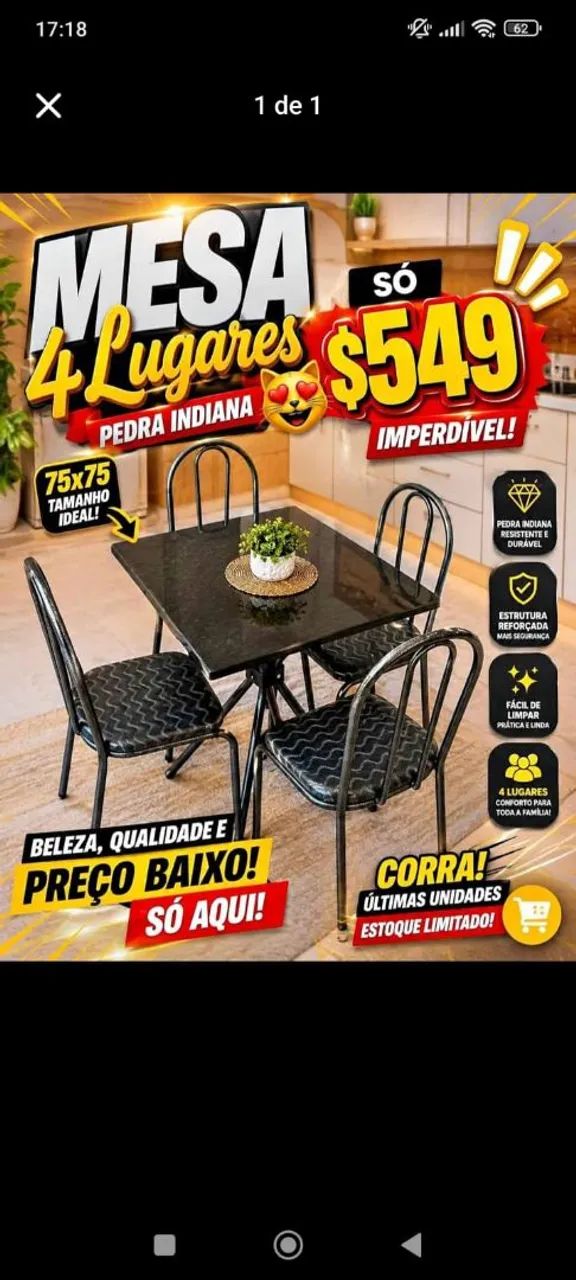 Mesinhas com quatro cadeiras 