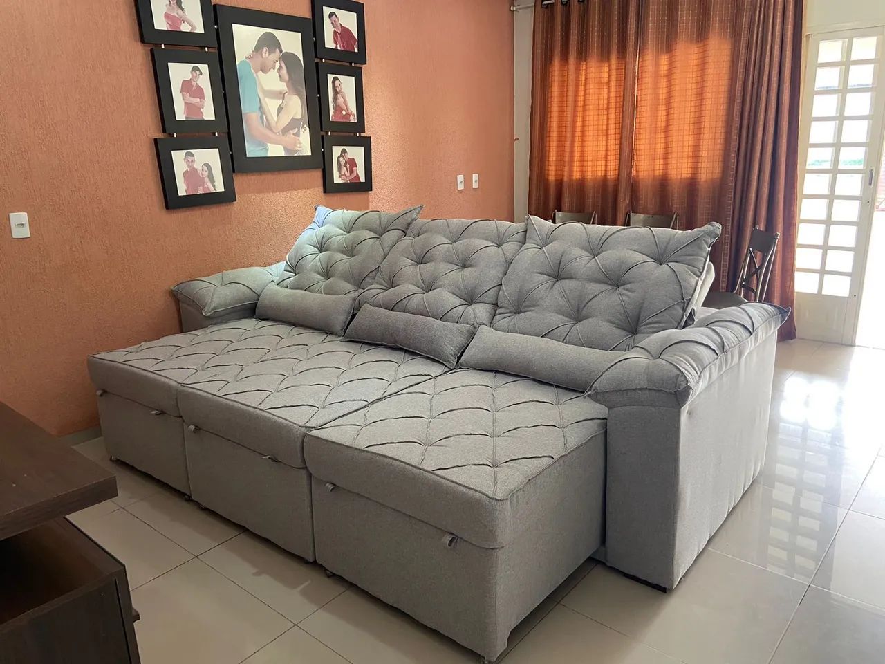 Sofá Retrátil E Reclinável 2.90 Largura TECIDO LINHO QUALIDADE TOTAL  - Foto 2