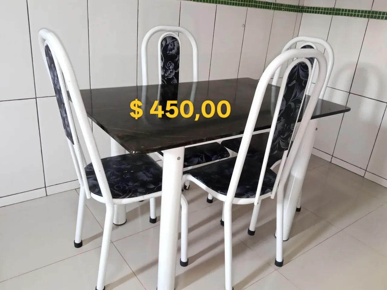 Jogo mesa granito 4 cadeiras