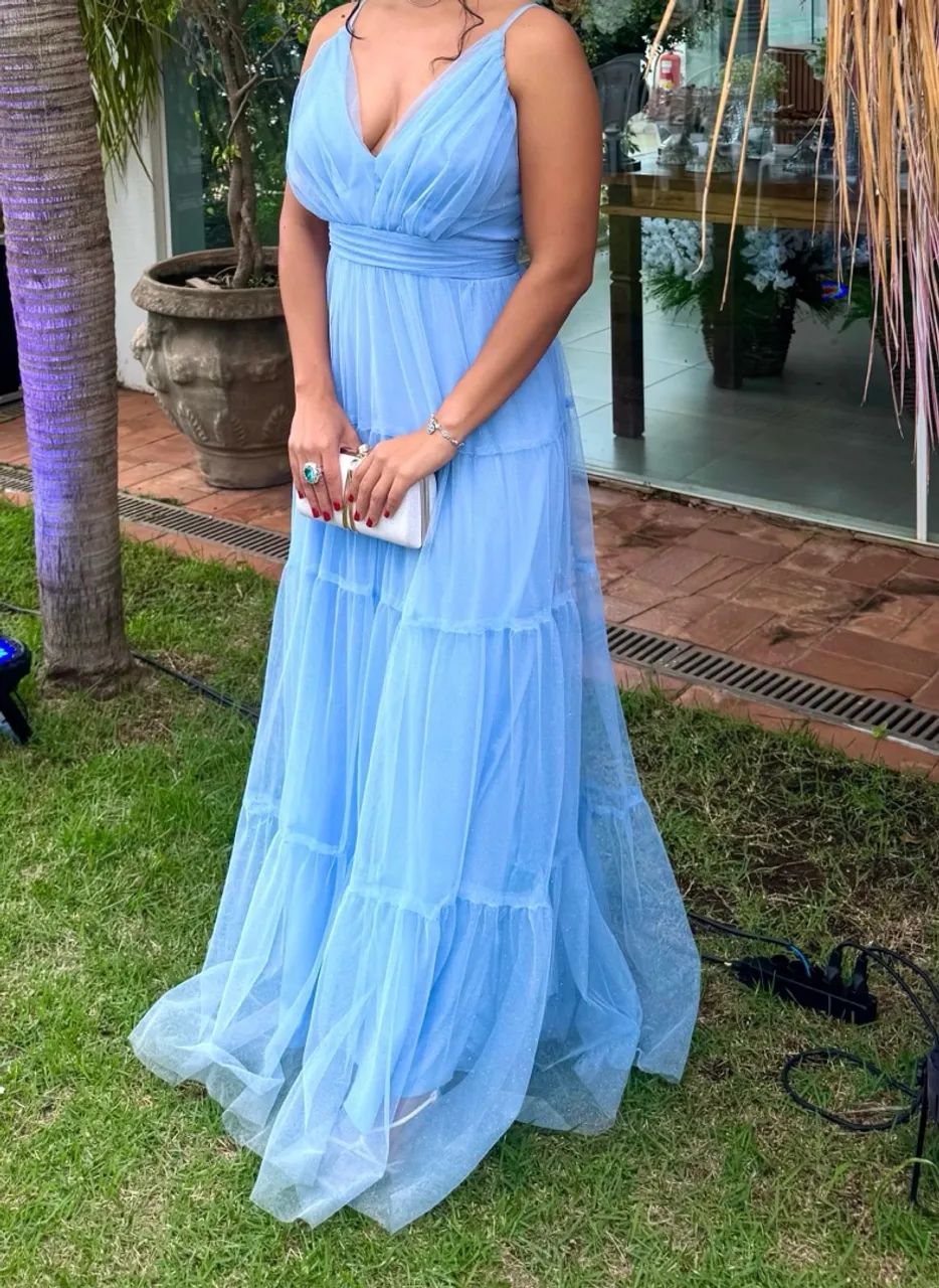 VESTIDO DE FESTA AZUL-BEBÊ ? LINDÍSSIMO - Foto 4
