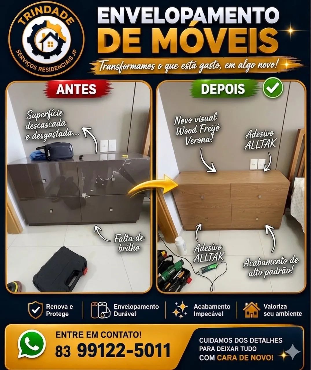 Envelopamento, Renove Móveis e Eletros sem Sujeira