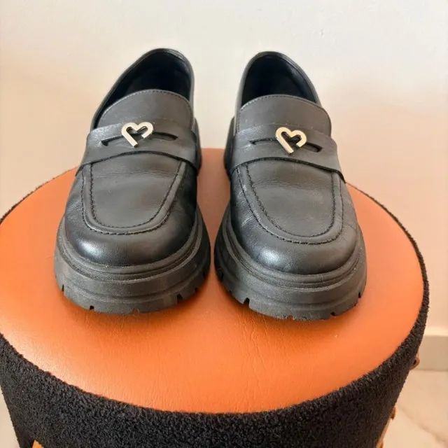 mocassin de couro preto - Foto 4