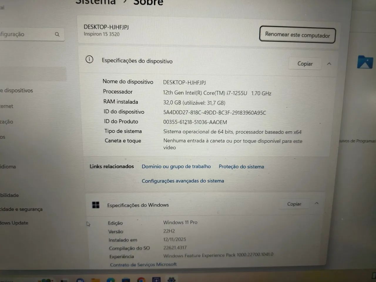 Notebook Dell i7 de 12 geração 