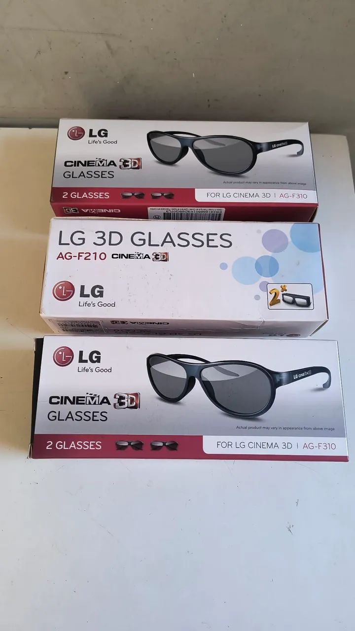Óculos 3 D LG 3 caixas, cada uma com 2 óculos novos