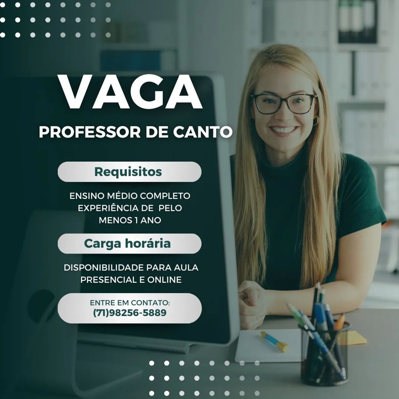 Vaga para professor de canto