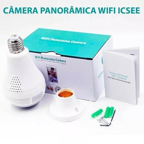Lâmpada Câmera 360º Espia Ip Wifi Wif Icsee Casa Escritório Empresa CFTV