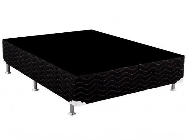 Base Box casal Suede Preto 138x188